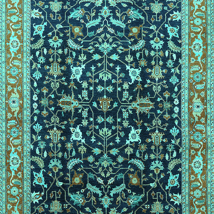 Machine Washable Oriental Turquoise Industrial Area Rugs, wshurb1110turq