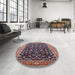 Round Machine Washable Industrial Modern Purple Lily Purple Rug in a Office, wshurb1110
