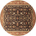 Round Machine Washable Oriental Brown Industrial Rug, wshurb1110brn