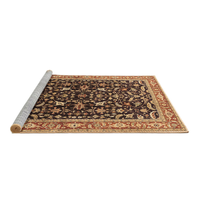 Sideview of Machine Washable Oriental Brown Industrial Rug, wshurb1110brn