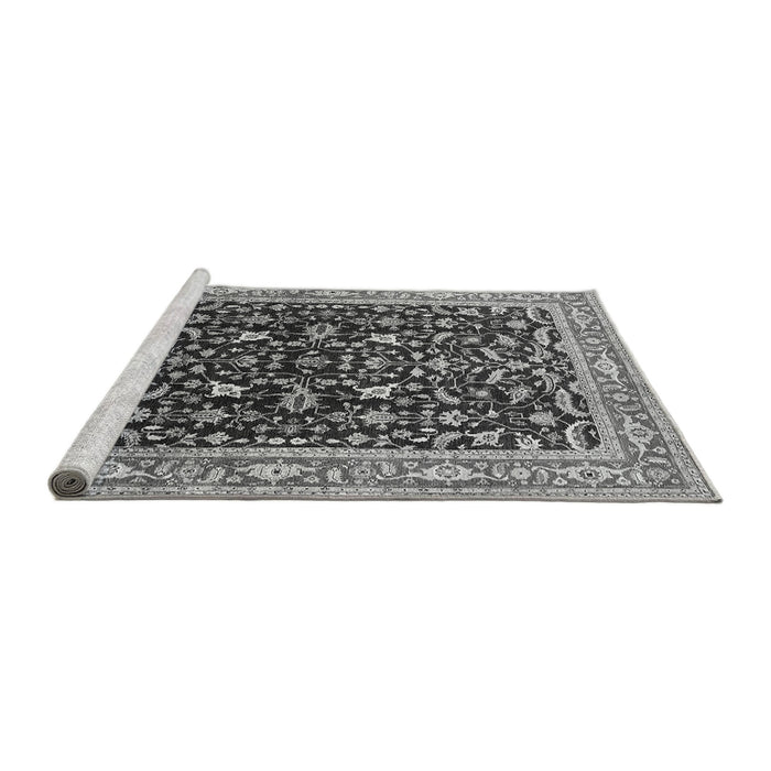 Sideview of Machine Washable Oriental Gray Industrial Rug, wshurb1110gry
