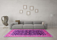 Machine Washable Oriental Pink Industrial Rug, wshurb1110pnk