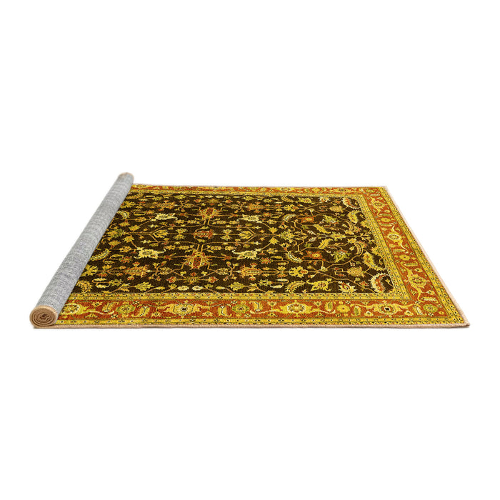 Sideview of Machine Washable Oriental Yellow Industrial Rug, wshurb1110yw
