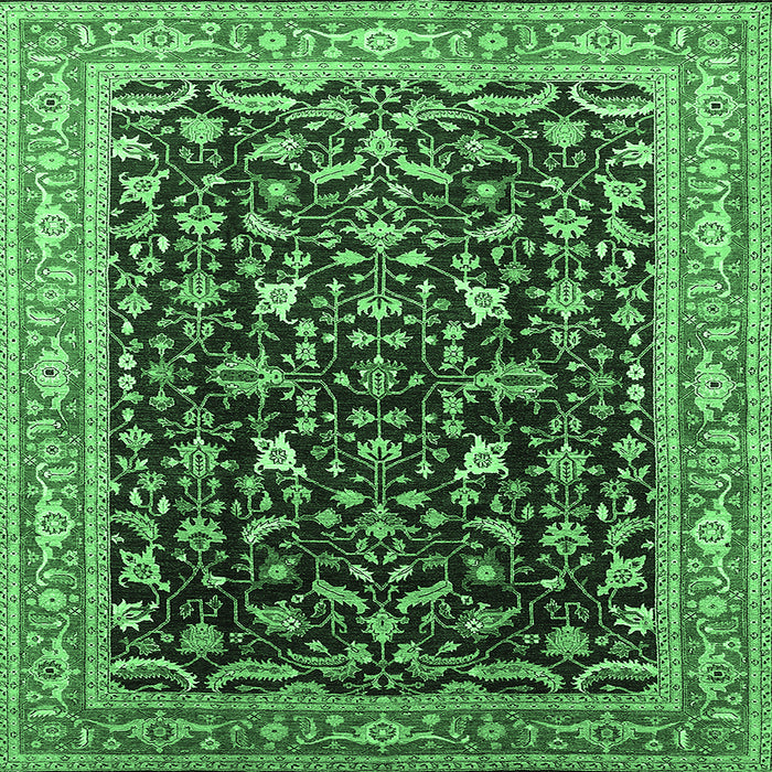 Square Machine Washable Oriental Emerald Green Industrial Area Rugs, wshurb1110emgrn