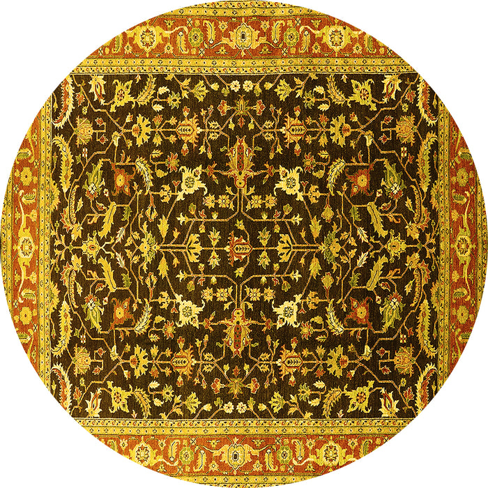Round Oriental Yellow Industrial Rug, urb1110yw