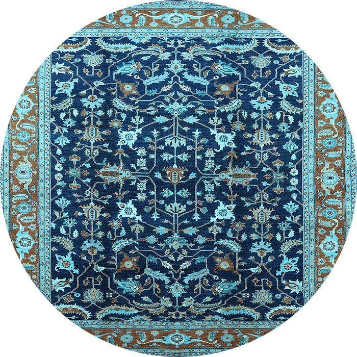 Round Oriental Light Blue Industrial Rug, urb1110lblu