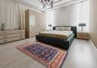 Mid-Century Modern Purple Lily Purple Oriental Rug in a Bedroom, urb1110