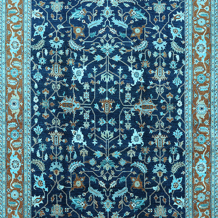 Machine Washable Oriental Light Blue Industrial Rug, wshurb1110lblu