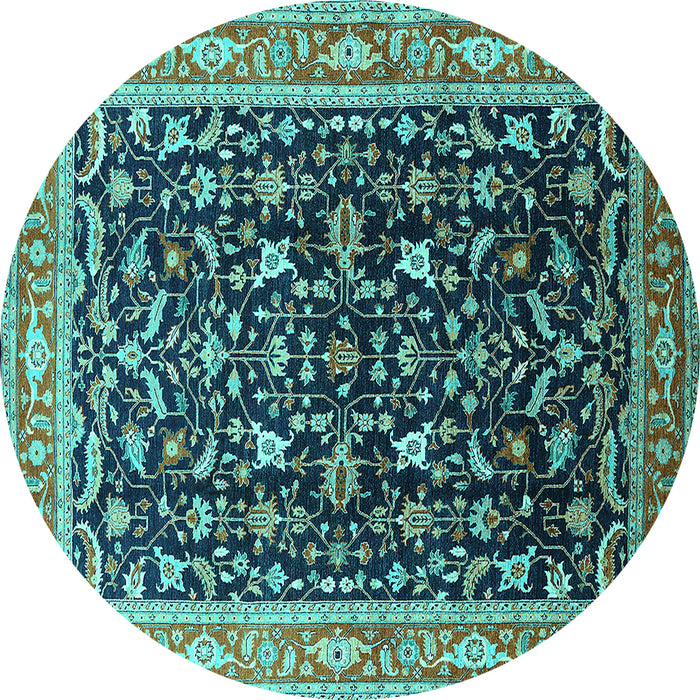 Round Oriental Turquoise Industrial Rug, urb1110turq