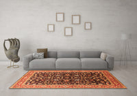 Machine Washable Oriental Orange Industrial Rug, wshurb1110org