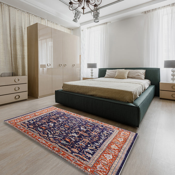 Machine Washable Industrial Modern Purple Lily Purple Rug in a Bedroom, wshurb1110