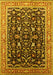 Machine Washable Oriental Yellow Industrial Rug, wshurb1110yw