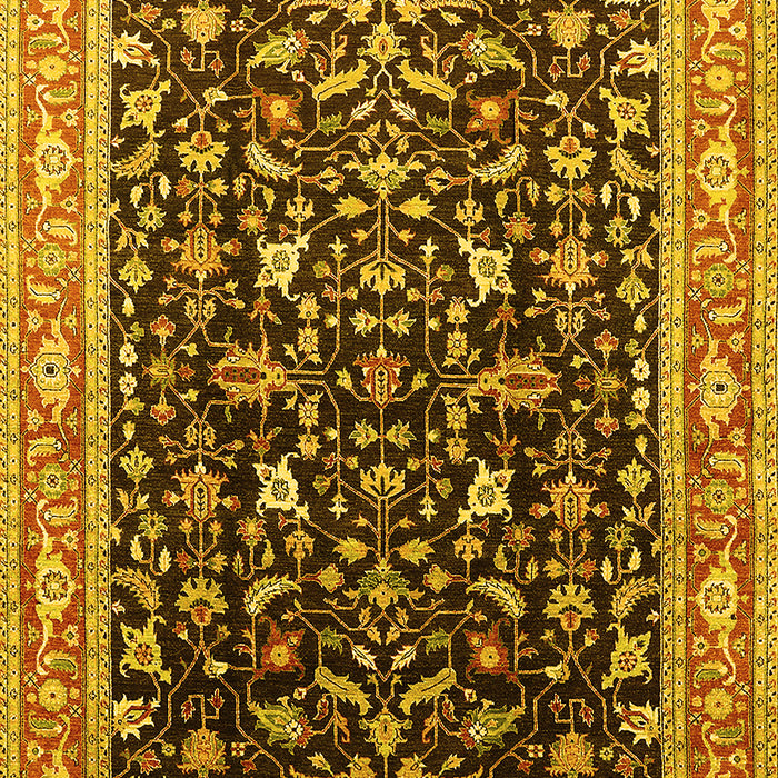 Machine Washable Oriental Yellow Industrial Rug, wshurb1110yw