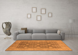 Machine Washable Oriental Orange Industrial Area Rugs in a Living Room, wshurb1111org