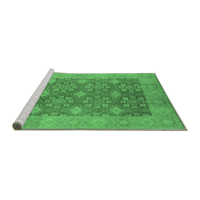 Sideview of Machine Washable Oriental Emerald Green Industrial Area Rugs, wshurb1111emgrn