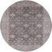 Round Machine Washable Industrial Modern Silver Pink Rug, wshurb1111