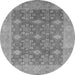 Round Machine Washable Oriental Gray Industrial Rug, wshurb1111gry