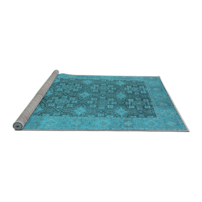 Sideview of Machine Washable Oriental Light Blue Industrial Rug, wshurb1111lblu
