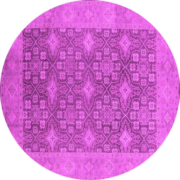 Round Machine Washable Oriental Pink Industrial Rug, wshurb1111pnk