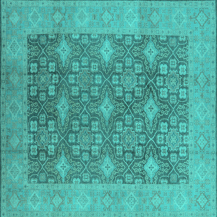 Square Oriental Turquoise Industrial Rug, urb1111turq