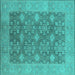 Square Oriental Turquoise Industrial Rug, urb1111turq