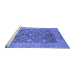 Sideview of Machine Washable Oriental Blue Industrial Rug, wshurb1111blu