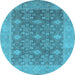 Round Oriental Light Blue Industrial Rug, urb1111lblu