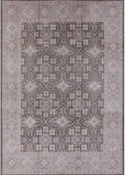 Mid-Century Modern Silver Pink Oriental Rug, urb1111