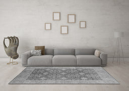 Machine Washable Oriental Gray Industrial Rug in a Living Room,, wshurb1111gry
