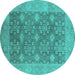 Round Oriental Turquoise Industrial Rug, urb1111turq