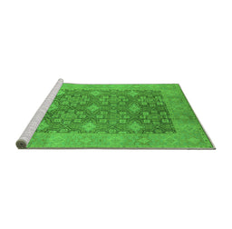 Sideview of Machine Washable Oriental Green Industrial Area Rugs, wshurb1111grn