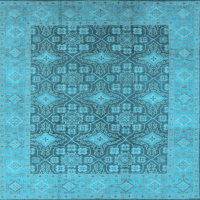 Square Machine Washable Oriental Light Blue Industrial Rug, wshurb1111lblu