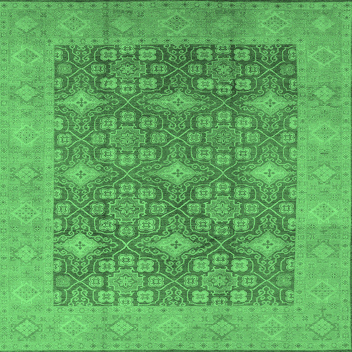 Square Machine Washable Oriental Emerald Green Industrial Area Rugs, wshurb1111emgrn