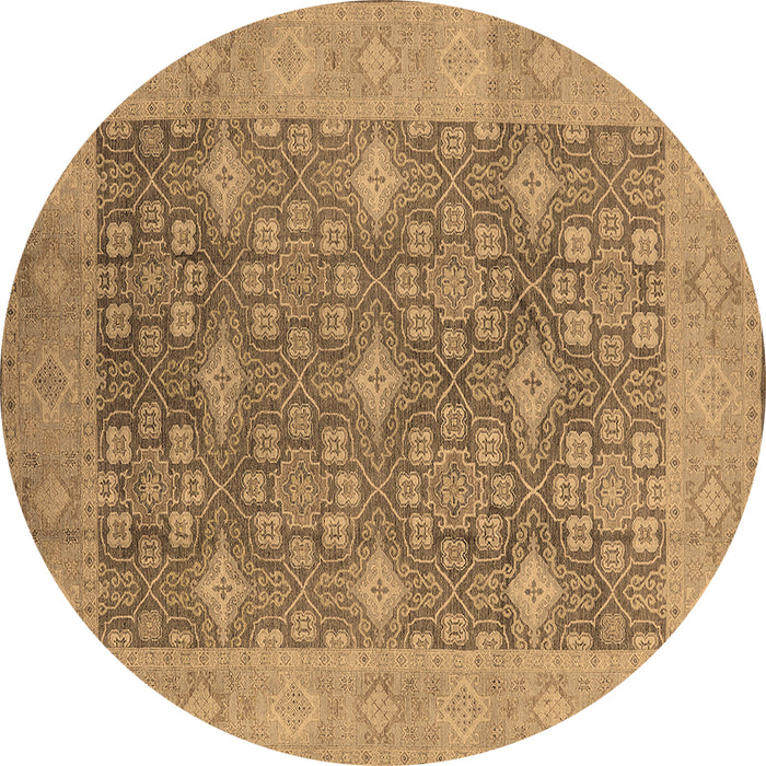 Round Oriental Brown Industrial Rug, urb1111brn