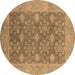 Round Oriental Brown Industrial Rug, urb1111brn