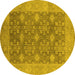 Round Oriental Yellow Industrial Rug, urb1111yw