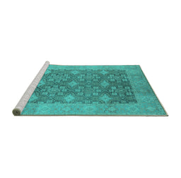 Sideview of Machine Washable Oriental Turquoise Industrial Area Rugs, wshurb1111turq