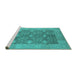 Sideview of Machine Washable Oriental Turquoise Industrial Area Rugs, wshurb1111turq