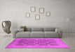 Machine Washable Oriental Pink Industrial Rug in a Living Room, wshurb1111pnk