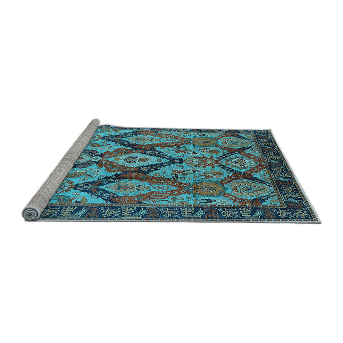 Sideview of Machine Washable Oriental Light Blue Industrial Rug, wshurb1112lblu