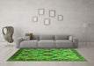 Machine Washable Oriental Green Industrial Area Rugs in a Living Room,, wshurb1112grn