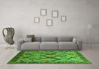 Machine Washable Oriental Green Industrial Rug, wshurb1112grn