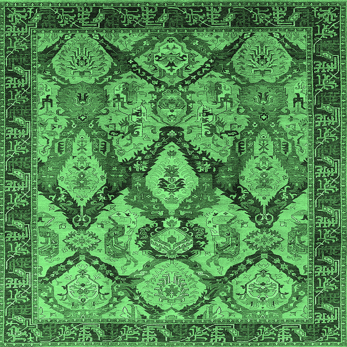 Square Oriental Emerald Green Industrial Rug, urb1112emgrn