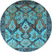 Round Oriental Light Blue Industrial Rug, urb1112lblu