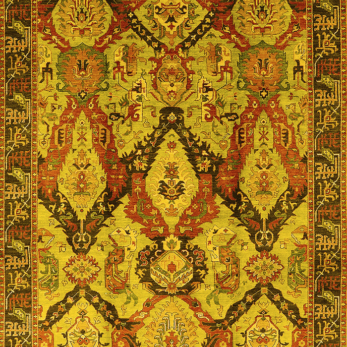 Machine Washable Oriental Yellow Industrial Rug, wshurb1112yw