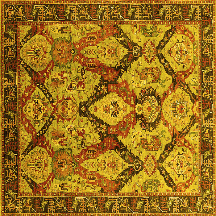 Square Machine Washable Oriental Yellow Industrial Rug, wshurb1112yw