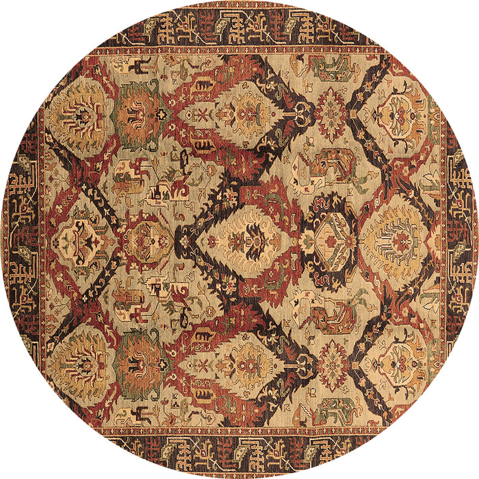Round Oriental Brown Industrial Rug, urb1112brn