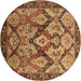 Round Oriental Brown Industrial Rug, urb1112brn