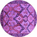 Round Oriental Purple Industrial Rug, urb1112pur