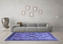 Machine Washable Oriental Blue Industrial Rug in a Living Room, wshurb1112blu